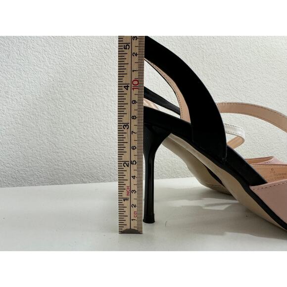 NY&C Black White Pink Strappy Heels Stiletto Slingback Shoes 6 - Picture 2 of 9